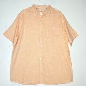 Weatherproof Vintage Orange Linen Short Sleeve Button Down Shirt XL Boho Resort